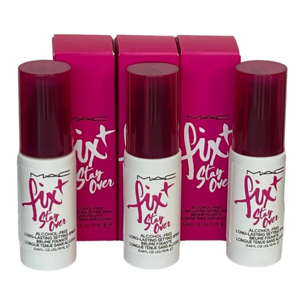 3 X MAC Fix+ Stay Over Setting Spray Deluxe Travel Size .44oz/13ml each